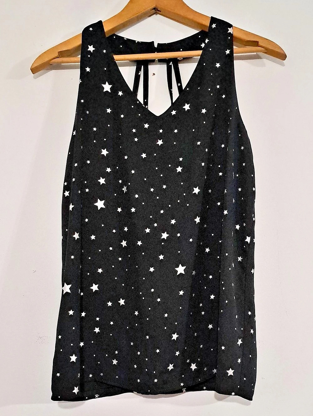 Celestial Star Print Tank Top in Black & White Size Small Like New